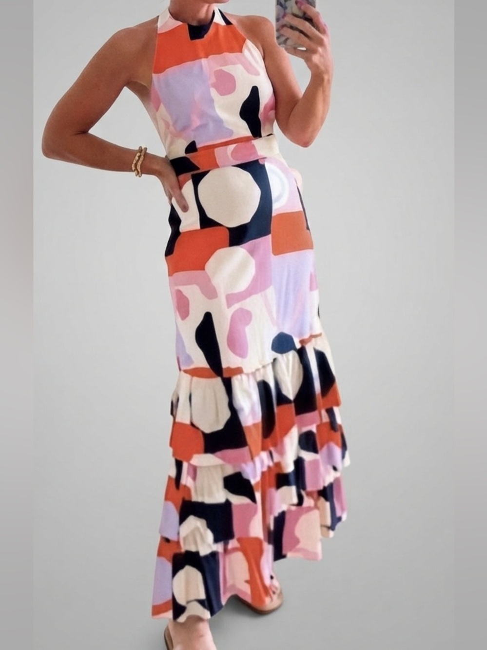 Gianni Bini x Venita Aspen Andrea Abstract Halter Maxi Dress- Code 1302